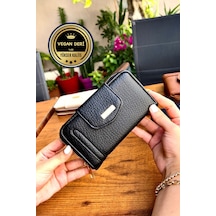 Lavinia Siyah Vegan Deri Kadın Cüzdan Fermuarlı Ve Mıknatıslı 16x9 Cm Siyah Lavinia Siyah Vegan Deri Kadın Cüzdan Fermuarlı Ve Mıknatıslı 16x9 Cm Siyah