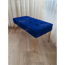 Modern Dilim Puf Ayakucu Puf Gold Metal Ayak 100 45 Lacivert