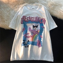 Adrift Y2k Harajuka Style Etiket Anime Harajuku Kuromi Greengungchi Tshirt Arskuromimagictshirt Beyaz