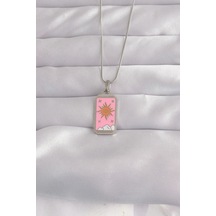 Dodes Dodes 316l Çelik Gümüş Renk Pembe Mineli Güneş Model Tarot Kolye Tg27bko9043 Çok Renkli