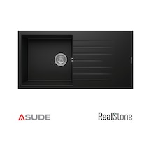 Realstone P015 Laodikya Damlalıklı Granit Evye 1000 500 Mm Siyah