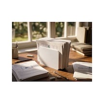 Beyaz Masaüstü Evrak Düzenleyici Organizer - A4 Zarf Ve Klasör Toparlayıcı Stant 12x4x10 Cm