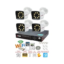 Fury 4 Kamera 5mp Lens 1080p 2mp Color Görüntü 8 Warm Led Gece Görüş Fullhd Güvenlik Kamera Sistemi 5525w 320gb