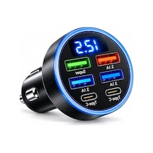 6 Portlu Araç Şarj Cihazı, 4 Usb Ve 2 Type-c Bağlantı Noktası
