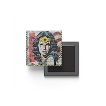 Wonder Woman - Baskılı Buzdolap Magneti Kare - 9x9 Cm