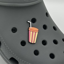 Crocs Terlik Süsü Ve Aksesuarı , Çanta Süsü Jibbitz Pipetli Çizgili Bardak 02 Görsel Figür Aksesuar Pembe-sarı-turuncu-beyaz