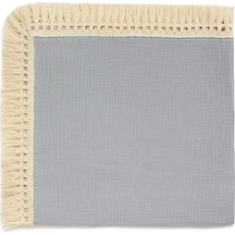 Bebek Muslin Battaniye, Yeni Doğan Sarma Örtüsü, Tassel Detaylı, Gri Renk, 80x65 Cm Gri Gri