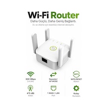 300 Mbps 4 Antenli Wi-fi Sinyal Güçlendirici & Router Beyaz
