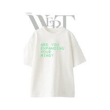 Thewert Pixel Art Text Tasarım Baskılı Ünisex Beyaz Oversize T-shirt