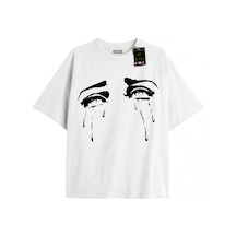 Tarzsokak Beyaz Oversize T-shirt Ağlayan Gözler Özel Tasarım