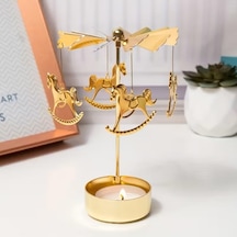 Twirl Candle Dekoratif Dönen Mumluk, Metal, Gold, 10 X 10 Cm, Atlı Karınca Temalı Çok Renkli