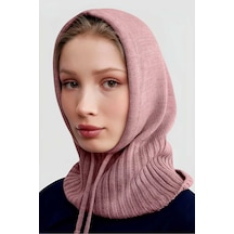 Uniquetrenders Balaclava Fitilli Triko Örgü Bere Başlık Pudra