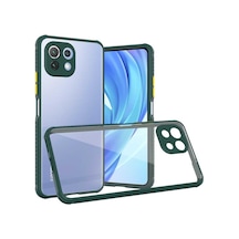 Kilifone - Mi 11 Lite Uyumlu Kılıf Arkası Şeffaf Renkli Kenarlı Kaff Kapak - Koyu Yeşil - T17852