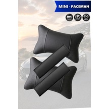 Mini Paceman Uyumlu Set Siyah Deri Yastık Deri Kemer Koruyucu Lüks