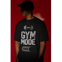 Tasarım Gym Mode On Bodybuilding Fitness Gym Sporcu Baskılı Unise Siyah