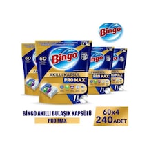 Bingo Akıllı Kapsül Pro Max Bulaşık Makinesi Deterjanı Tableti 4 x 60'lı
