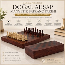 Kişiye Özel İsimli Lüks Ahşap Manyetik Satranç Takımı 30 Cm Katlanır Özel Yuvalı Premium Oyun Seti