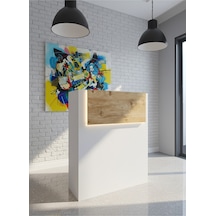 Resital Ledli Karşılama Bankosu G-90 Cm Ofis Kasa Resepsiyon Masası Banko-003-1-6