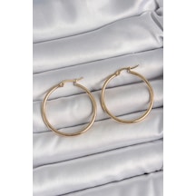 316 Çelik Gold Renk 33 Mm Kadın Halka Model Kadın Küpe Çok Renkli
