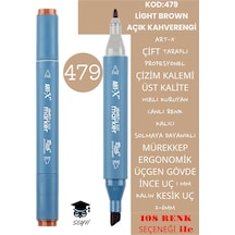 Çift Taraflı Profesyonel Çizim Kalemi Kalıcı Mürekkep Üçgen Gövde İnce Uç 1 Mm Kesik Uç 2-6mm Sketch 479-açık Kahverengi