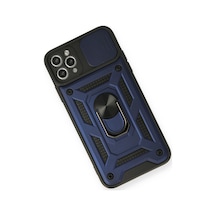 Apple   Uyumlu   iPhone 11 Pro Max Kılıf Pars Lens Yüzüklü Silikon - Lacivert