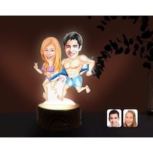 Kişiye Özel Sevgililer Karikatürlü Dekoratif 3D Biblo Led Işıklı (481495219)