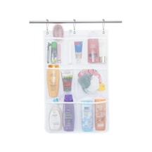 Reedark Banyo İçin Askılı 7 Bölmeli Ağızlı Depolama Çantası - 3 Kanca İle Geniş Kapasiteli Beyaz Organizer Beyaz