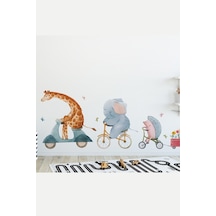 Bisiklette Sevimli Hayvanlar Duvar Sticker Seti