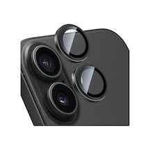 İphone 17 İle Uyumlu Kamera Koruyucu Alüminyum Alaşım Çerçeveli Ve 9h Sertliğinde Temperli Camlı Lens Koruyucu Siyah