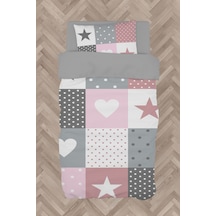 Mekta Home Bebek Ve Çocuk Odası Soft Yıldız Ve Kalp Desenli Nevresim Takımı