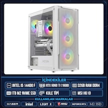 Xaser Light X100 i5-14400F 32 GB 1 TB M.2 NVMe SSD 16 GB RTX5060Ti Free Dos Masaüstü Oyuncu Bilgisayarı