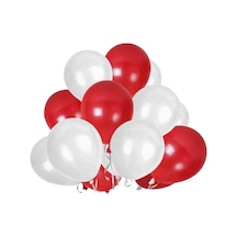 12 İnç Kırmızı Beyaz Balon 10 Adet Beyaz - Kırmızı