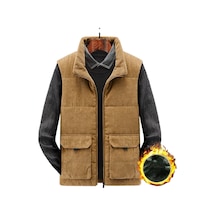 Erkekler İçin Büyük Beden Kadife Polar Astarlı Kalın Yelek Sarı Erkekler İçin Büyük Beden Kadife Polar Astarlı Kalın Yelek Sarı