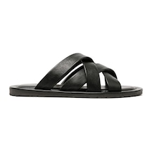 Black Terlik Erkek M7727 The Sandals Factory Leather Upper Sandals Siyah