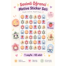 Sevimli Öğrenci Motivasyon Sticker Seti 42 Adet 1 Sayfa Tebrikler, Başardın, Devam Et Ve Ödül Etiketleri Çok Renkli