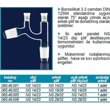 İsolab 065.46.002 Adaptör -distilasyon-claisen-dişi:ns 14/23-erkek:ns19/26-açılı:ns19/26 1 Adet