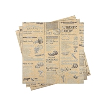 Busstier Vintage Gazete Desenli Kağıt, Kendinden Desenli Mutfak Sunum Kağıdı, Yemek Sunumları İçin İdeal 50 Ade
