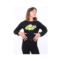 Toontoy Kids Toontoy Kız Çocuk Baskılı Bisiklet Yaka Uzun Kollu Tişört - Beli Ayarlanabilir Siyah Toontoy Kids Toontoy Kız Çocuk Baskılı Bisiklet Yaka Uzun Kollu Tişört - Beli Ayarlanabilir Siyah