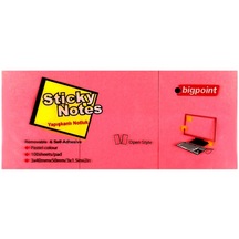 Bigpoint Yapışkanlı Not Kağıdı 3'lü 40x50mm Neon Kırmızı 4'lü Paket