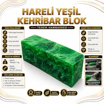 Blok Kehribar - Renkli Hareli Blok Lar - Yeşil Hareli