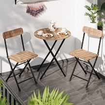 Masa Sandalye Bahçe Bistro Takım Yuvarlak Çam 1481 Kahverengi