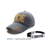 Kışlık Kalın Pamuk Baskılı Beyzbol Şapkası Unisex Mavi + Bileklik Siyah