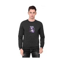 Lady Gaga Baskılı Füme Antrasit Erkek Sweatshirt