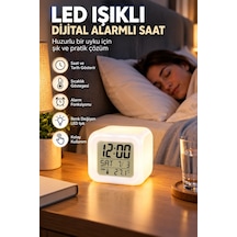 Dekoratif Küp Saat Led Işıklı Dijital Saat Alarm Ve Sıcaklık Özellikli Diğer