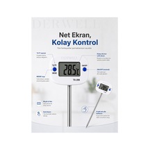 Ta-288 Dijital Mutfak Termometresi Paslanmaz Çelik Saplamalı Prob Yemek Süt Yoğurt Mangal Isı Ölçer Geniş Lcd Ekranlı Derece Hızlı Ölçüm Modu Santigrat Fahrenheit Ayarlı Pratik Gıda Termometre