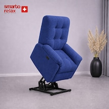 Smarto Relax Porto Liftli Çift Motorlu Elektrikli Ayağa Kalkma Destekli Polyester Hasta Ve Baba Tv Koltuğu Mavi
