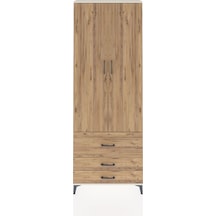 Arges Dolap Tek Raflı 3 Çekmeceli Tek Askılı 88x30x243 Aytaşı-çam Aytası