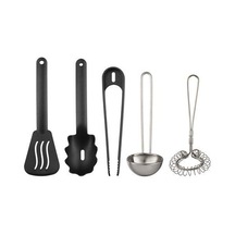 Çocuk Metal Mutfak Gereçleri Seti 5 Parça MeridyenDukkan Lame Siyah Renk Minyatür Pişirme Set