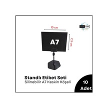10 Ad Standlı Etiket Tutucu Ve A7 Silinebilir Siyah Etiket Seti