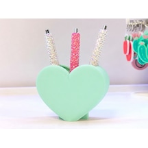 3d Baskı Kalp Şekilli Kalemlik - Masaüstü Organizer - Mint Çok Renkli